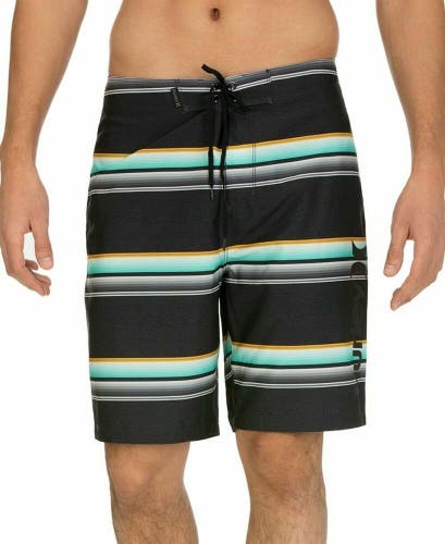 Hurley Mens Serape Striped 20" Board Shorts Black Size 29 Swim
