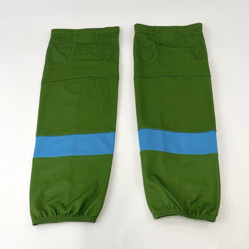 Used | Green with Blue Stripe Hockey Socks with Velcro
