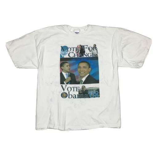 Vintage 2008 Barack Obama Vote for Change Presidential Campaign T-Shirt (XXL)
