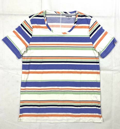 Lands' End Short Sleeve Perfect T-Shirt Women's Tall Sizes French Blue Stripe