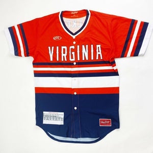 Rawlings Virginia Cavaliers Salkeld SS Baseball Jersey Men's Large Orange Navy