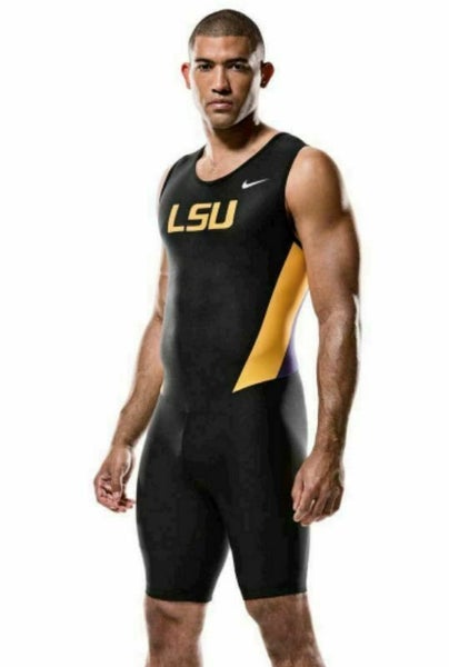 Nike Team LSU Tigers Track Field Unitard Men's Large Black Purple 519982 Running