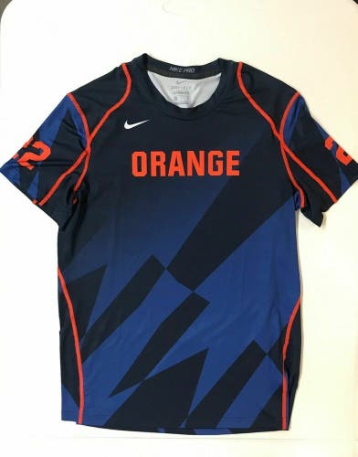 New Nike Syracuse Orange Lacrosse Compression Jersey Men's L Navy Blue 821978