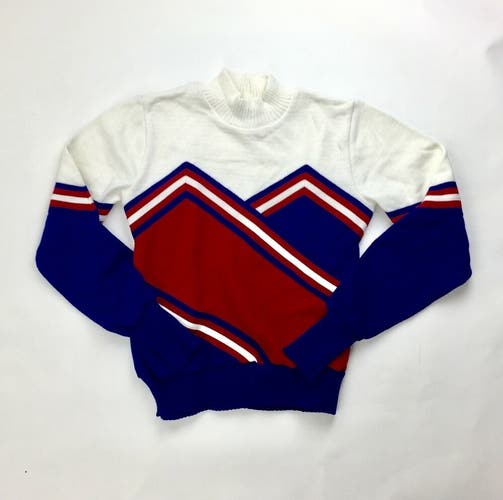 Vintage Dehen Cheer Turtleneck Knit Sweater Pullover Women's L XL Red White Blue