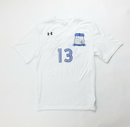 UA West High Mavericks Short Sleeve Soccer Jersey Mens Small White 1227680