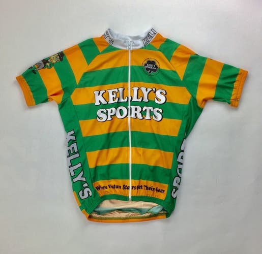 Dynamic Team Sports Full Zip Cycling Jersey Men's M Green Yellow Kelly's Sports