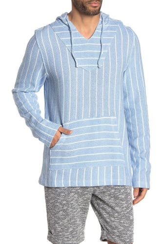 Onia Easton Stripe Hoodie Men's S Knit Beach Pullover Blue White MCS60-1XNOR