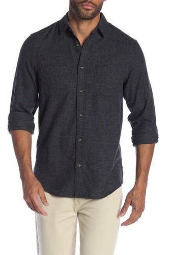 Wallin & Bros Grindle Flannel Shirt Button Down Men's Small Cotton Black Heather