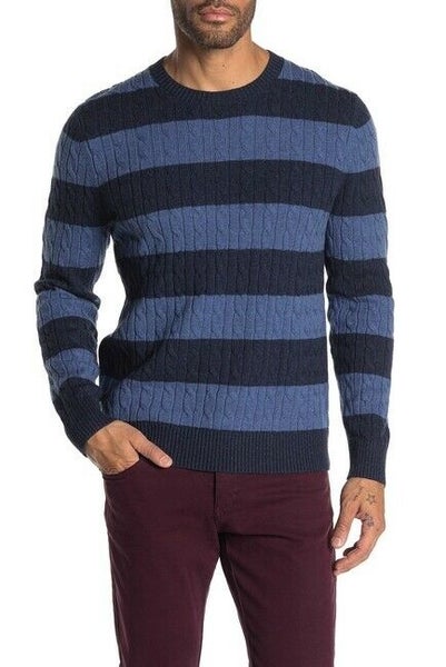 Brooks Brothers Wool Blend Stripe Sweater Tonal Navy Men's XL Pullover Crew  Neck | SidelineSwap