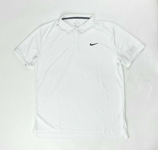 Nike Team Performance Dry Tennis 2 Button Polo Men's Large White Black CJ1537