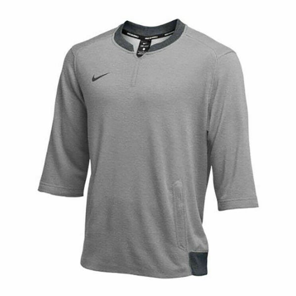 New Nike Flux 3/4 Sleeve Crew Sweatshirt Baseball DRI-FIT Gray Men's L AA9780