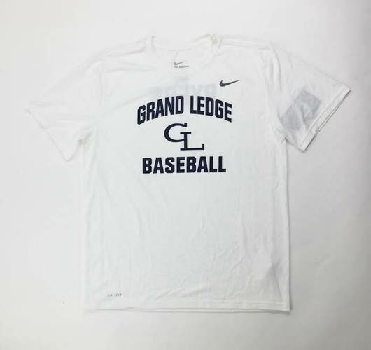 Nike Grand Ledge Baseball Tee White Short Sleeve Shirt Men's Medium Top 727982