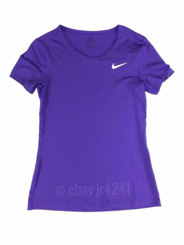 New Nike Women's M Pro Cool Top SS Mesh DRI-FIT Purple Training Running 897826