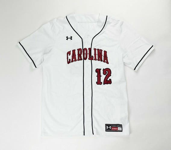 Under Armour Carolina Gamecocks Baseball Jersey Men's L Henley White UBJ114M