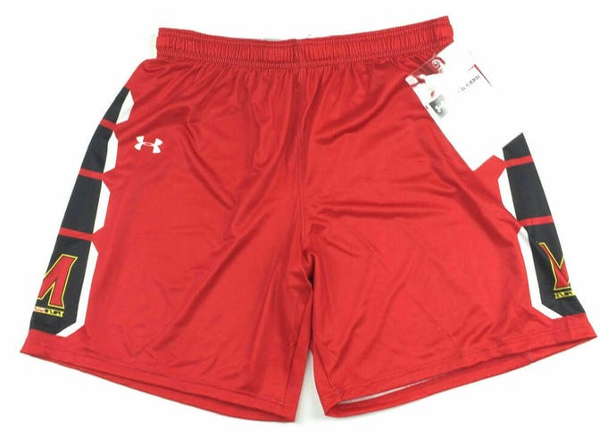 New Under Armour Maryland Terrapins Basketball Short Women's Large Red UJKSS1W