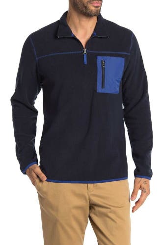 Vintage 1946 Nylon Mixed Media Polar Fleece Sweater Men's XL Navy Blue Jacket