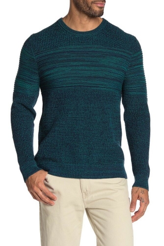 Public Opinion Long Sleeve Marl Sweater Men's 2XL Teal Navy Knit Crew Neck