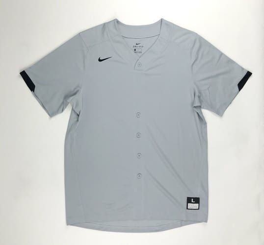 Nike Dri-fit Short Sleeve Jersey Baseball Training Men's Large Gray AA9810 Black