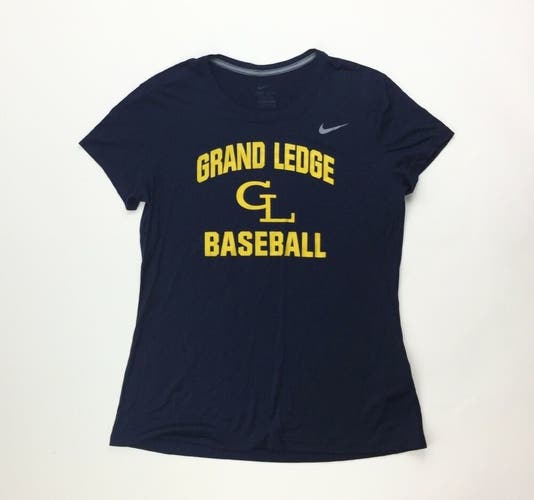 Nike Grand Ledge Baseball Short Sleeve Shirt Women's Large XL Navy Blue 453181