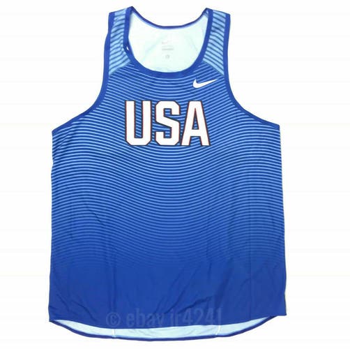 Nike Team USA Olympic Digital Race Day Elite Singlet Men's Large Blue 835880