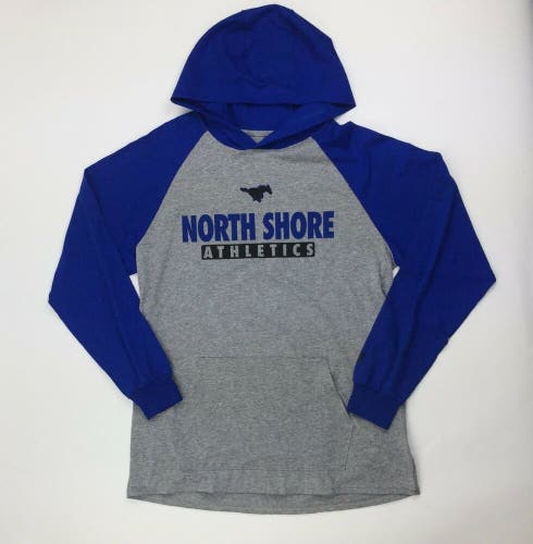 Russell North Shore Athletics Long Sleeve Hoodie Top Men's Large Grey Blue