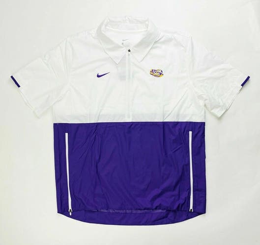 Nike LSU Tigers Short Sleeve Coaches Jacket 1/2 Zip Men's L White Purple CI4479