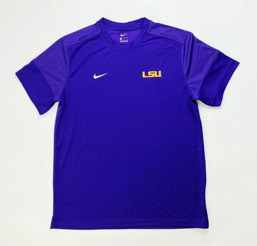 Nike LSU Tigers Coaches Sideline Short Sleeve UV Shirt Purple Men's L CI4759