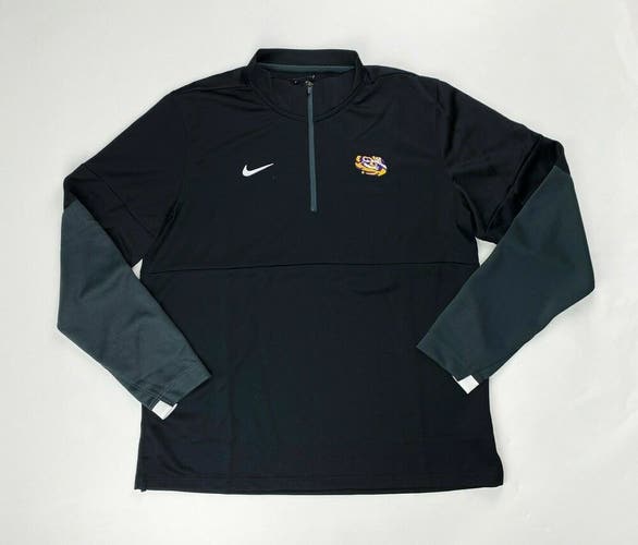 Nike LSU Tigers Therma Half Zip Sideline Coaches Top Men's L Jacket CI4543 Black