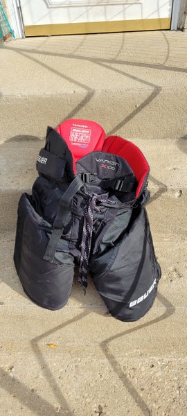 Black Junior Used Large Bauer Hockey Pants