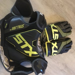 Black Used Player's STX  Stallion 100 Lacrosse Gloves