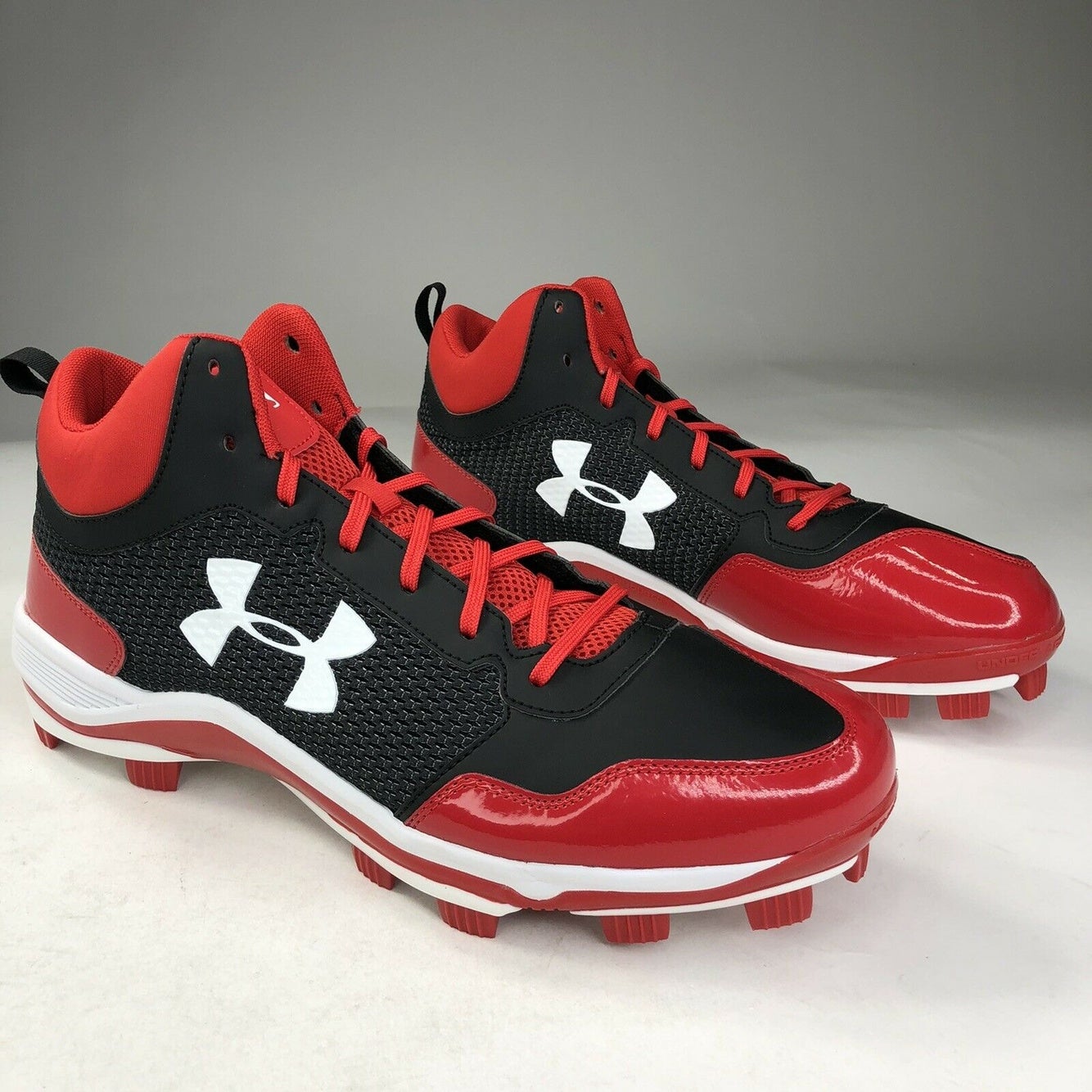 Under Armour UA Heater Mid TPU Black White Mens Baseball Cleats Size 14 1278738 for sale online 