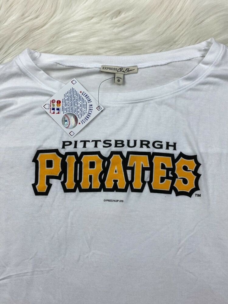 Pittsburgh Pirates MLB 2 Stripe Basic T Shirt Express One Eleven White,  Women XS