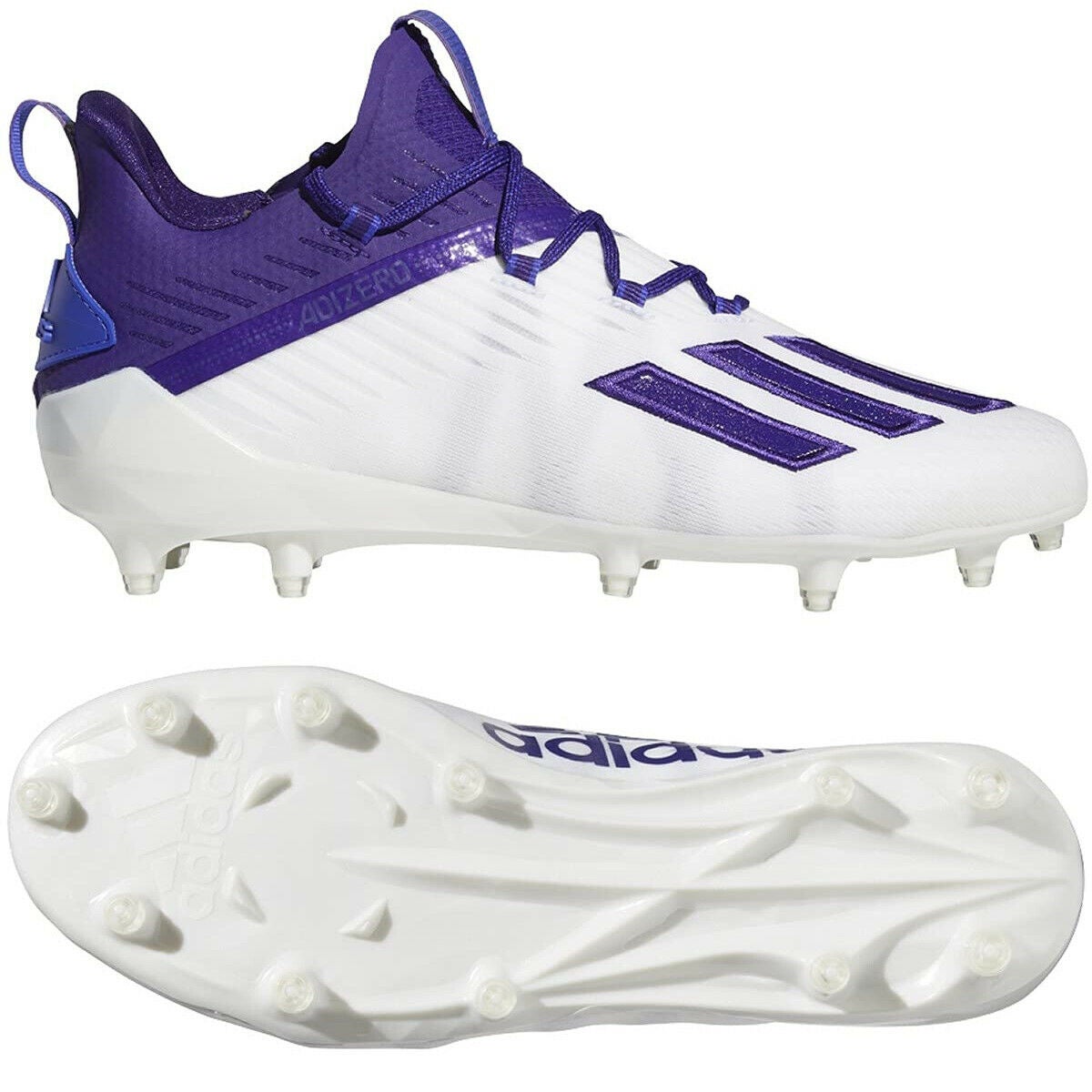 purple and white adidas football cleats