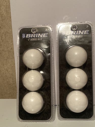New Sealed Brine 2" Lacrosse Balls White - 2 Packs of 3 Balls Each