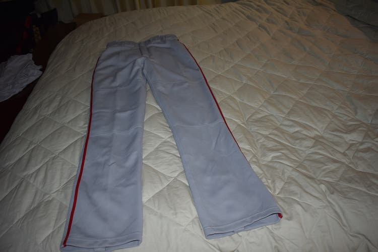 NEW - Easton Baseball Pants, Gray w/Red, Small
