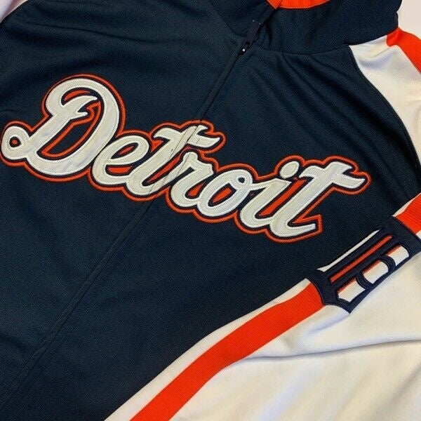 Detroit Tigers Sweatshirt Men XL Blue MLB Baseball Zip Up Retro