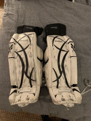 White Junior 28" +1 Reebok  7k Goalie Leg Pads And Lefevre Thigh Pads
