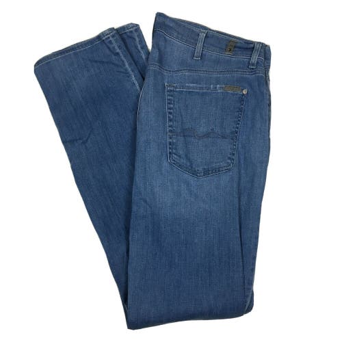 7 For All Mankind Standard Distressed Blue Jeans Medium Wash Men's 38x34