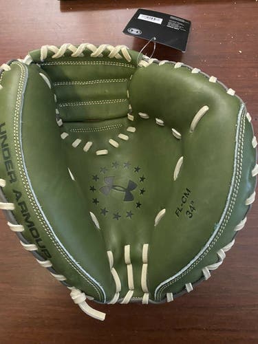 Green New Adult Under Armour Right Hand Throw Catcher's Flawless Baseball Glove 34"