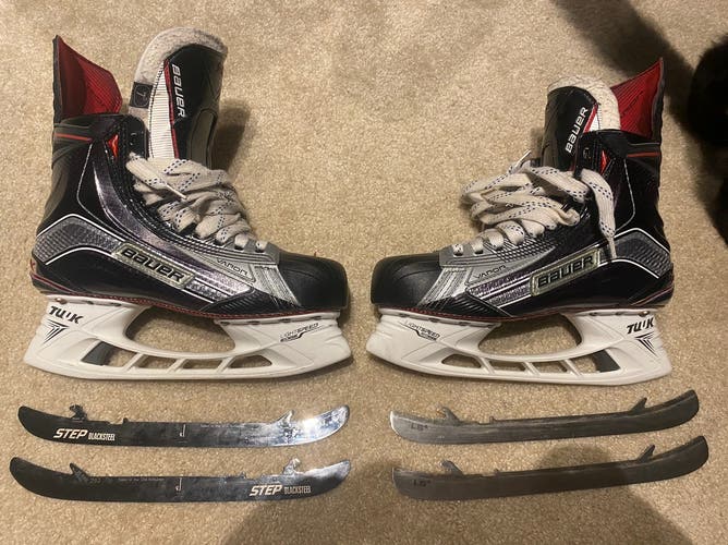 Senior Bauer Regular Width Size 7 Vapor 1X Hockey Skates With Step Blacksteel