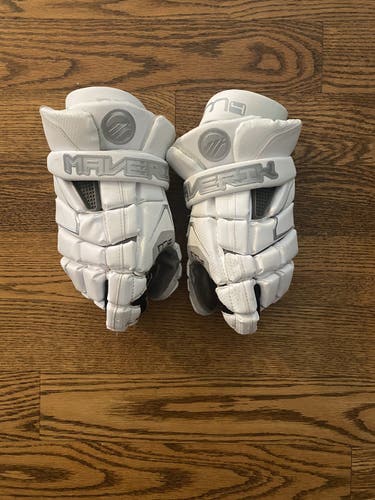 White Used Maverik 13" M4 Lacrosse Gloves
