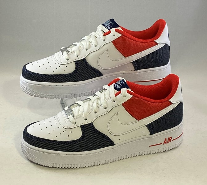 NIKE Air Force 1 LV8 (GS) USA Size 6Y/7.5W White/Midnight Navy-Red Shoes  New