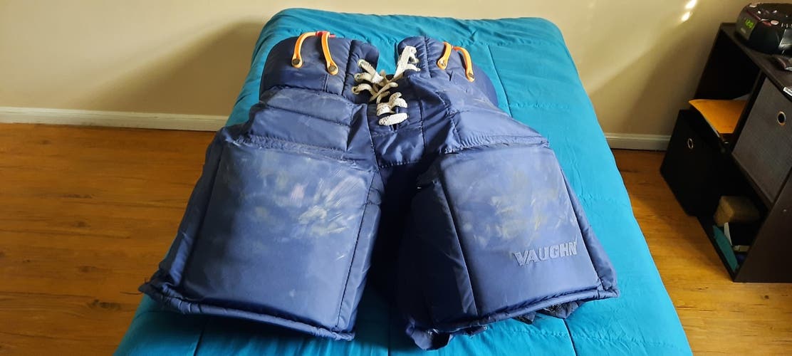 Blue Used Senior XL Vaughn Hockey Goalie Pants Pro Stock