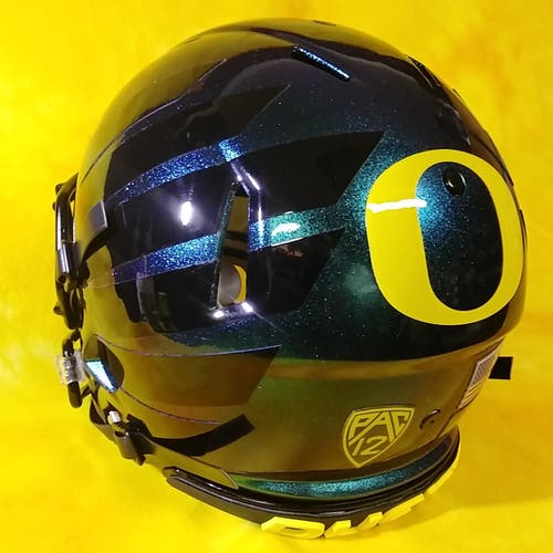 Color-Shift Teal BIG Flake Oregon Ducks super custom fullsize football helmet Lg