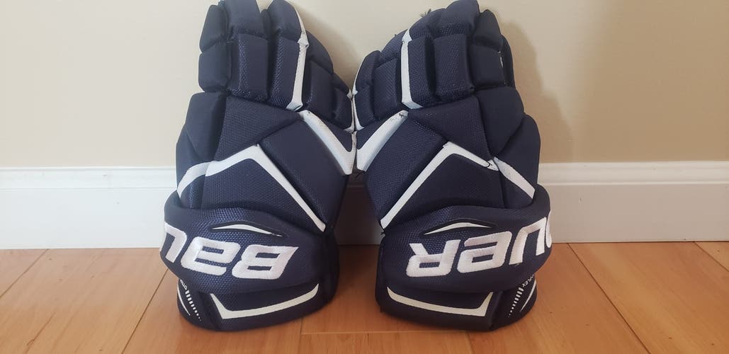 Navy Used X850 Pro Bauer Gloves 14"