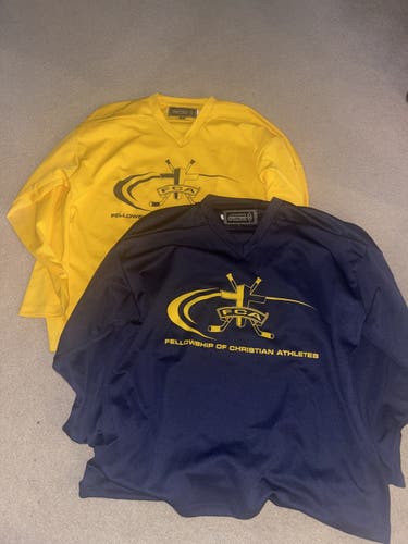 Lot Of 2 FCA Yellow And Blue Men's Large Hockey jerseys