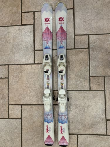 Used 110 cm Kid's 2018-2019 Volkl All Mountain Chica Skis With Vmotion 4.5 Bindings
