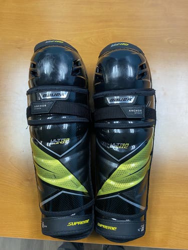 Lightly used 14” Bauer ultrasonic Shin Pads
