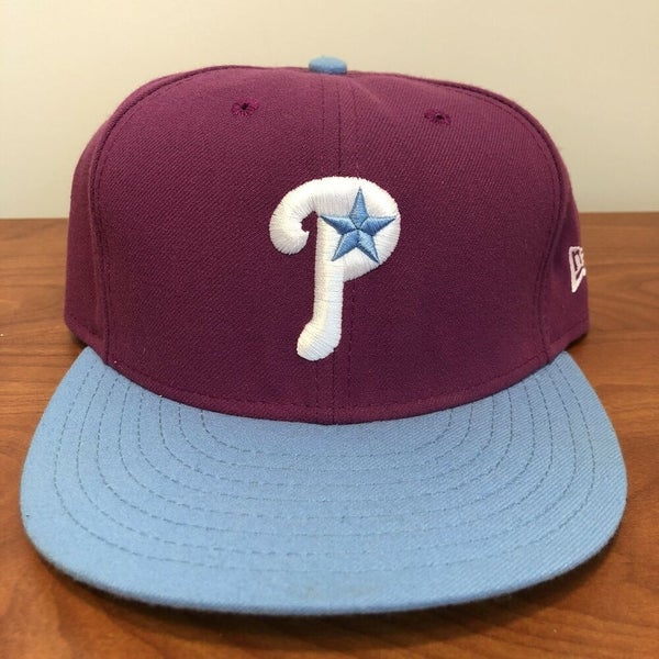 Philadelphia Phillies Hat Baseball Cap Fitted 7 3/8 New Era MLB Vintage Purple P
