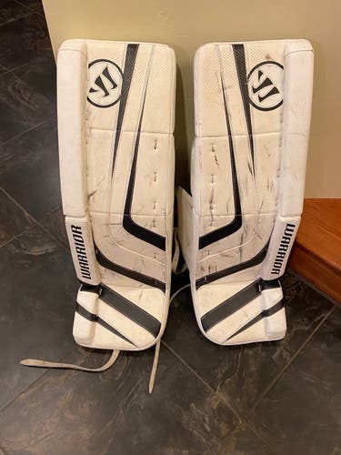 White Used Senior 34" Warrior Ritual Pro Goalie Leg Pads